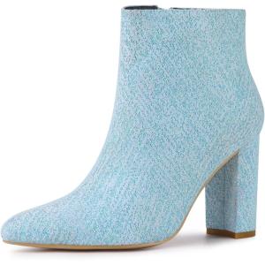 imageAllegra K Womens Glitter Pointed Toe Chunky Heel Ankle BootsBlue