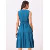 imageAllegra K Boho Sleeveless Dress for Womens Lace Trim Beach Tiered V Neck Midi SundressBlue