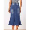 imageAllegra K Fishtail Denim Skirt for Women Casual Washed High Waisted Midi Jean SkirtsBlue