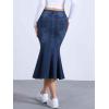 imageAllegra K Fishtail Denim Skirt for Women Casual Washed High Waisted Midi Jean SkirtsDark Blue