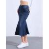 imageAllegra K Fishtail Denim Skirt for Women Casual Washed High Waisted Midi Jean SkirtsDark Blue