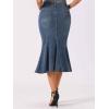 imageAllegra K Fishtail Denim Skirt for Women Casual Washed High Waisted Midi Jean SkirtsGrey Blue
