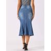 imageAllegra K Fishtail Denim Skirt for Women Casual Washed High Waisted Midi Jean SkirtsSky Blue