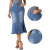 imageAllegra K Fishtail Denim Skirt for Women Casual Washed High Waisted Midi Jean SkirtsSky Blue