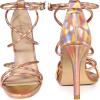 imageAllegra K Ladies Open Toe Strappy Stiletto Heel SandalsRose Gold