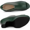 imageAllegra K Peep Toe Ankle Boots for Women Back Zip Chunky Heel Platform BootsDark Green