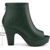 imageAllegra K Peep Toe Ankle Boots for Women Back Zip Chunky Heel Platform BootsDark Green