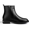 imageAllegra K Round Toe Zipper Chunky Low Heel Ankle Boots for WomenBlack