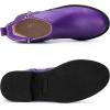 imageAllegra K Round Toe Zipper Chunky Low Heel Ankle Boots for WomenPurple