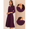 imageAllegra K Womens 34 Sleeve Dresses V Neck Elegant ALine Work Business Formal Midi Dress with PocketsDeep Purple