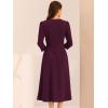imageAllegra K Womens 34 Sleeve Dresses V Neck Elegant ALine Work Business Formal Midi Dress with PocketsDeep Purple