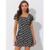 imageAllegra K Womens Casual Ruffled Sleeve Pleated Square Neck Floral DressBlack