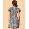 imageAllegra K Womens Casual Ruffled Sleeve Pleated Square Neck Floral DressDark Blue