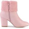 imageAllegra K Womens Christmas Faux Fur Chunky Heel Ankle BootsPink