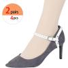 imageAllegra K Womens Detachable Shoe Belts Adjustable AntiSlip Ankle Strap for Heels 2 PairsMatte White
