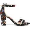 imageAllegra K Womens Floral Print Open Toe Block High Heels Summer SandalsBlack Flower