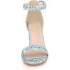 imageAllegra K Womens Floral Print Open Toe Block High Heels Summer SandalsBlue Flower