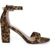 imageAllegra K Womens Floral Print Open Toe Block High Heels Summer SandalsBrownleopard
