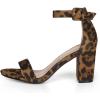 imageAllegra K Womens Floral Print Open Toe Block High Heels Summer SandalsBrownleopard