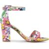 imageAllegra K Womens Floral Print Open Toe Block High Heels Summer SandalsColorful