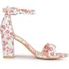 imageAllegra K Womens Floral Print Open Toe Block High Heels Summer SandalsRed White