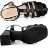 imageAllegra K Womens Gladiator Platform Square Toe TStrap Chunky Heel Fisherman SandalsBlack