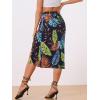 imageAllegra K Womens Hawaiian Skirts Summer Beach Ruched Split Thigh Tropical SkirtNavy Blue