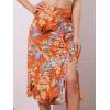 imageAllegra K Womens Hawaiian Skirts Summer Beach Ruched Split Thigh Tropical SkirtOrange 1