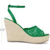 imageAllegra K Womens Lace Ankle Strap Platform Heel Espadrille Wedge Heels SandalsGreen