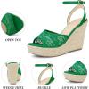 imageAllegra K Womens Lace Ankle Strap Platform Heel Espadrille Wedge Heels SandalsGreen