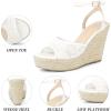 imageAllegra K Womens Lace Ankle Strap Platform Heel Espadrille Wedge Heels SandalsWhite