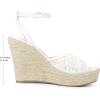 imageAllegra K Womens Lace Ankle Strap Platform Heel Espadrille Wedge Heels SandalsWhite