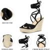 imageAllegra K Womens Lace Up Espadrilles Wedges Heel Platform Heels SandalsBlack
