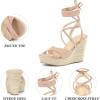 imageAllegra K Womens Lace Up Espadrilles Wedges Heel Platform Heels SandalsPink