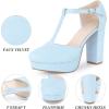 imageAllegra K Womens Platform Round Toe Heels TStrap Chunky High Heel PumpsSky Blue