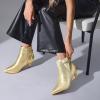 imageAllegra K Womens Pointed Toe Chelsea Kitten Heels Ankle BootsGold