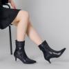 imageAllegra K Womens Pointed Toe Side Zip Kitten Heel Ankle BootsBlack