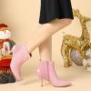 imageAllegra K Womens Pointed Toe Side Zipper Stiletto Heels Ankle BootsPink