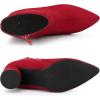 imageAllegra K Womens Pointy Toe Side Zip Block Heel Ankle BootsRed