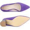 imageAllegra K Womens Pointy Toe Slip on Plaid Printing Closed Toe Dress Shoes Chunky Heel PumpsPurple