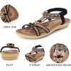 imageAllegra K Womens Rhinestone Knot Flat Bohemian Ankle Elastic SandalsBlack