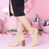 imageAllegra K Womens Round Toe Buckle Chunky Heels Ankle BootsBeige