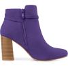 imageAllegra K Womens Round Toe Buckle Chunky Heels Ankle BootsPurple
