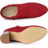 imageAllegra K Womens Round Toe Buckle Chunky Heels Ankle BootsRed