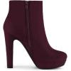 imageAllegra K Womens Round Toe Chunky High Heel Platform Ankle BootsBurgundy
