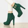 imageAllegra K Womens Round Toe Chunky High Heel Platform Ankle BootsGreen