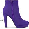 imageAllegra K Womens Round Toe Chunky High Heel Platform Ankle BootsPurple