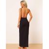 imageAllegra K Womens Sleeveless Cover Ups V Neck Spaghetti Strap Backless Swimsuit Wrap Maxi DressBlack