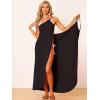 imageAllegra K Womens Sleeveless Cover Ups V Neck Spaghetti Strap Backless Swimsuit Wrap Maxi DressBlack