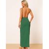imageAllegra K Womens Sleeveless Cover Ups V Neck Spaghetti Strap Backless Swimsuit Wrap Maxi DressGreen